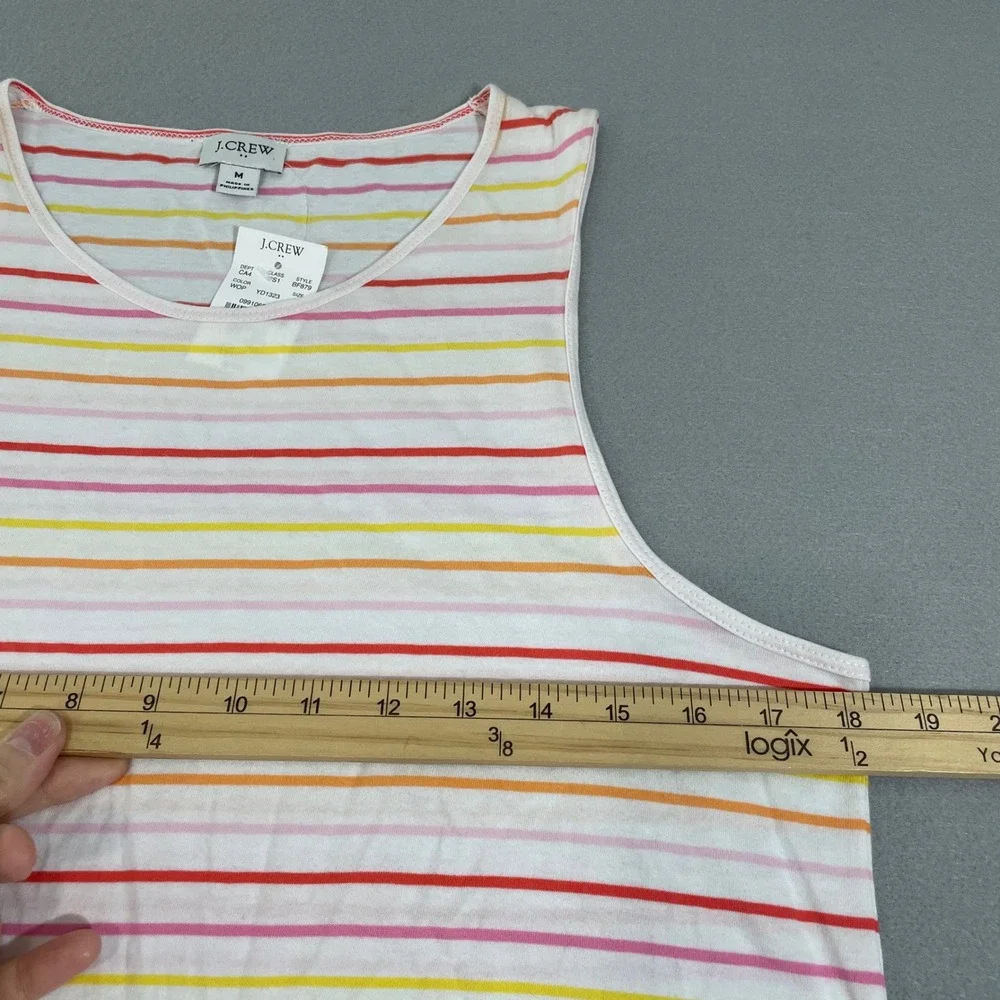 NWT J. Crew Striped Knit Tie-Waist Midi Dress White Pink Orange Medium ‎ BF879